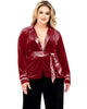 Women's Velvet Satin Belt Wrap Smoking Jacket - thumbnail