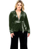 Women's Velvet Satin Belt Wrap Smoking Jacket - thumbnail
