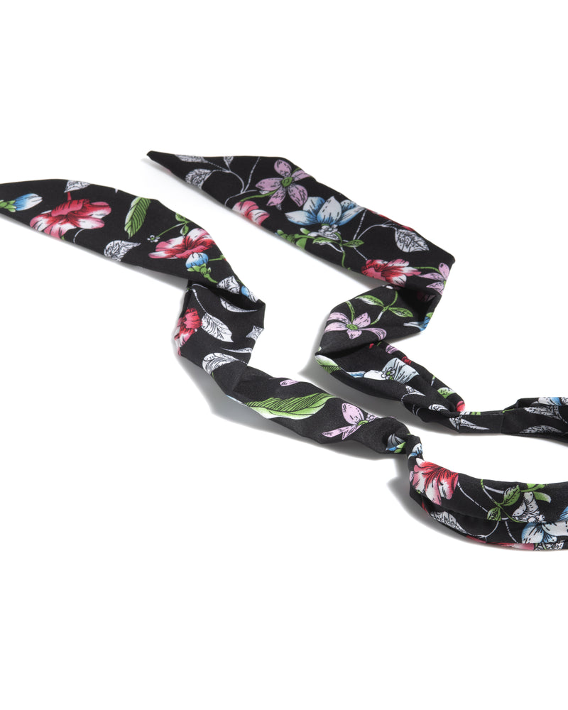Liza Floral-printed Scarf Headband | Black / Pink