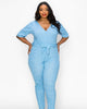 Wrap Denim Jumpsuit - thumbnail