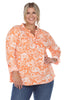 Pleated Long Sleeve Floral Print Blouse - thumbnail