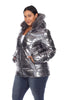 Metallic Puffer Coat with Hoodie - thumbnail