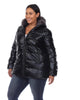 Metallic Puffer Coat with Hoodie - thumbnail