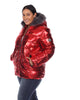 Metallic Puffer Coat with Hoodie - thumbnail