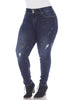 Paint Effect Dark Blue Denim - thumbnail