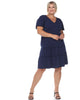 Short Sleeve V-neck Tiered Midi Dress - thumbnail