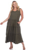 Scoop Neck Tiered Midi Dress - thumbnail