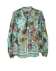 Rosen Tie Neck Ruched Shoulder Blouse - thumbnail