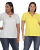 Essential 2 Pack White Keyhole Neck Top - thumbnail