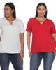 Essential 2 Pack White Keyhole Neck Top - thumbnail