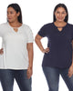 Essential 2 Pack White Keyhole Neck Top - thumbnail