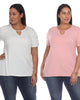 Essential 2 Pack White Keyhole Neck Top - thumbnail