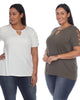Essential 2 Pack White Keyhole Neck Top - thumbnail