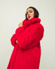 Red Faux Fur Teddy Coat - thumbnail