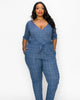 Wrap Denim Jumpsuit - thumbnail
