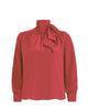 Silk Tie Neck Blouse in Coral - thumbnail