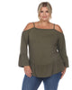 Cold Shoulder Ruffle Sleeve Top - thumbnail