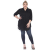 Stretchy Button Down Tunic Top - thumbnail