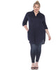 Stretchy Button Down Tunic Top - thumbnail