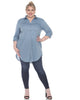 Stretchy Button Down Tunic Top - thumbnail