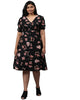 Floral Design Stylish Casual Dress- Black - thumbnail