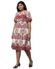 Floral Design Stylish Casual Dress- Red - thumbnail