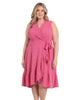 Two tone eyelet side tie ruffle wrap dress - thumbnail