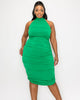 Izzy Side Ruched Halter Neck Dress - thumbnail