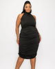 Izzy Side Ruched Halter Neck Dress - thumbnail