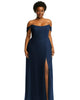 Off-the-Shoulder Basque Neck Maxi Dress with Flounce Sleeves - thumbnail