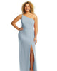 Skinny One-Shoulder Trumpet Gown with Front Slit - thumbnail