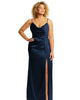 Cowl-Neck Draped Wrap Maxi Dress with Front Slit - thumbnail