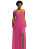 Off-the-Shoulder Basque Neck Maxi Dress with Flounce Sleeves - thumbnail