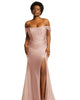 Off-the-Shoulder Corset Stretch Satin Mermaid Dress with Slight Train - thumbnail
