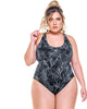 Cupped Bodysuit In Black And White Floral Print - thumbnail