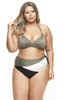 High Waisted Three Colored Bikini Bottom - thumbnail