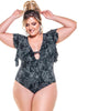 Ruffle Shoulder Cupped Bodysuit - thumbnail