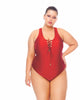 Padded Swimsuit With Crisscross Detailing In The Neckline in Orange - thumbnail