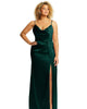 Cowl-Neck Draped Wrap Maxi Dress with Front Slit - thumbnail