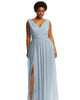 Sleeveless Draped Chiffon Maxi Dress with Front Slit - thumbnail