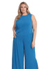 Jewel neck side ruched jumpsuit - thumbnail
