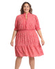 Smocked waist and puff sleeve tiered skirt dress - thumbnail