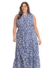 Floral ruffle neck smocked waist halter tiered maxi dress - thumbnail
