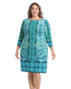 Floral 3/4 sleeve shift dress - thumbnail