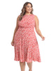 Floral sleeveless inset waist fit and flare midi dress - thumbnail