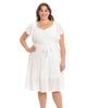 Diamond dot embroidered flutter sleeve tiered midi dress - thumbnail