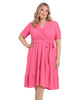 Diamond dot embroidered ruffle wrap dress - thumbnail