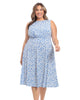 Floral sleeveless inset waist fit and flare midi dress - thumbnail