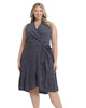 Two tone eyelet side tie ruffle wrap dress - thumbnail