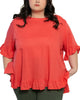 Mylene Top Relaxed Linen Blend Frilled High Low Hem - thumbnail